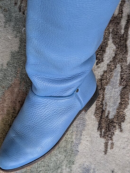 Roots Blue Leather Womens Boots Size USS37 - Picture 2 of 9